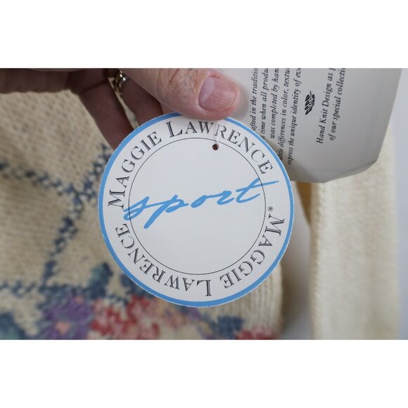 Deadstock Vintage 90s Streetwear Womens Medium Hand Knit Flower Floral Sweater - Picture 11 of 15